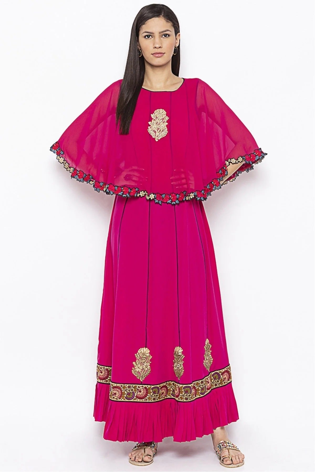 Pink Colour Plus Size American Crepe Embroidery Kurta Set KR1070610