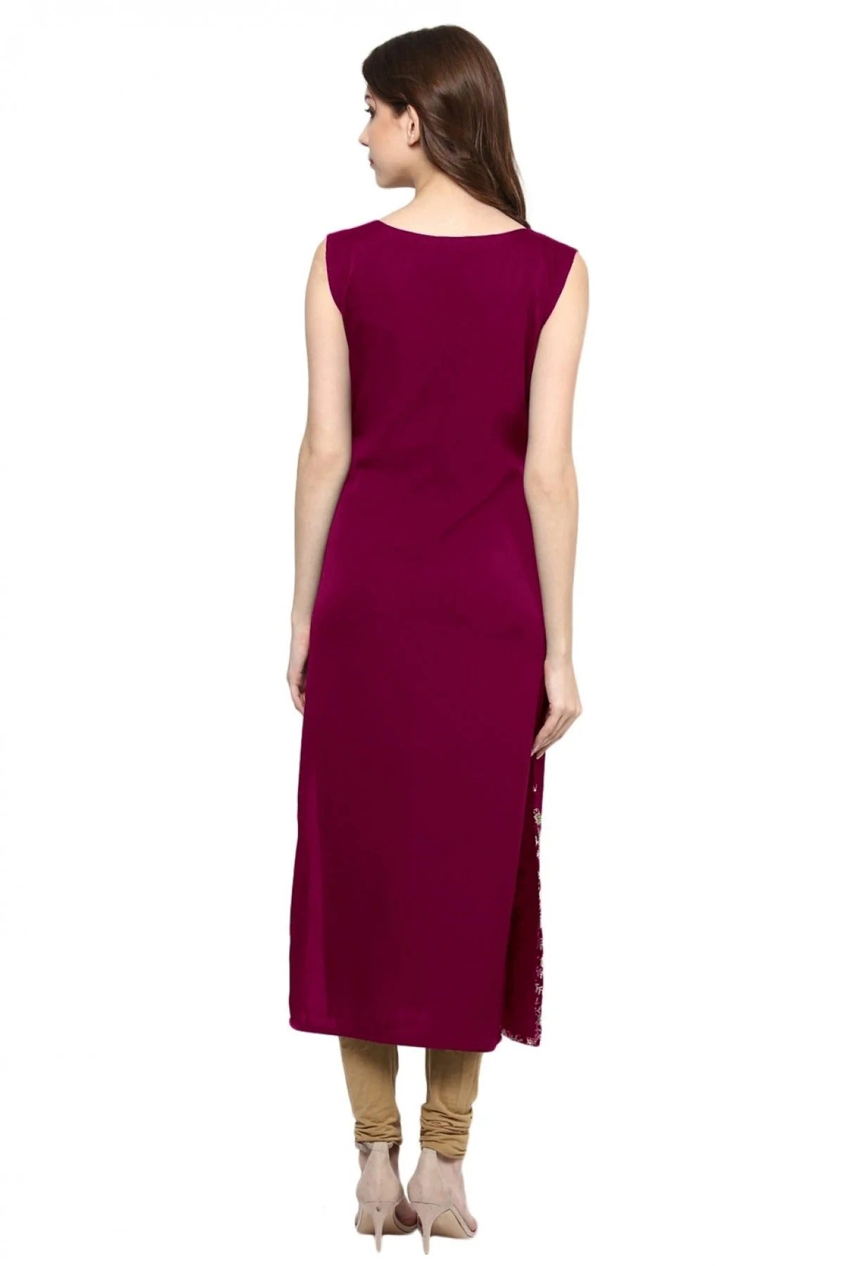 Pink Colour Plus Size Crepe Straight Kurti KR1060196 B