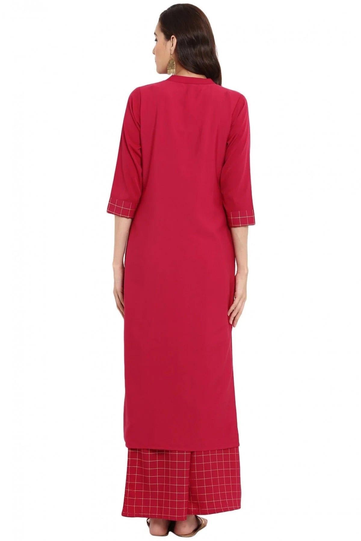 Pink Colour Plus Size Crepe Straight Kurti KR1060206 B