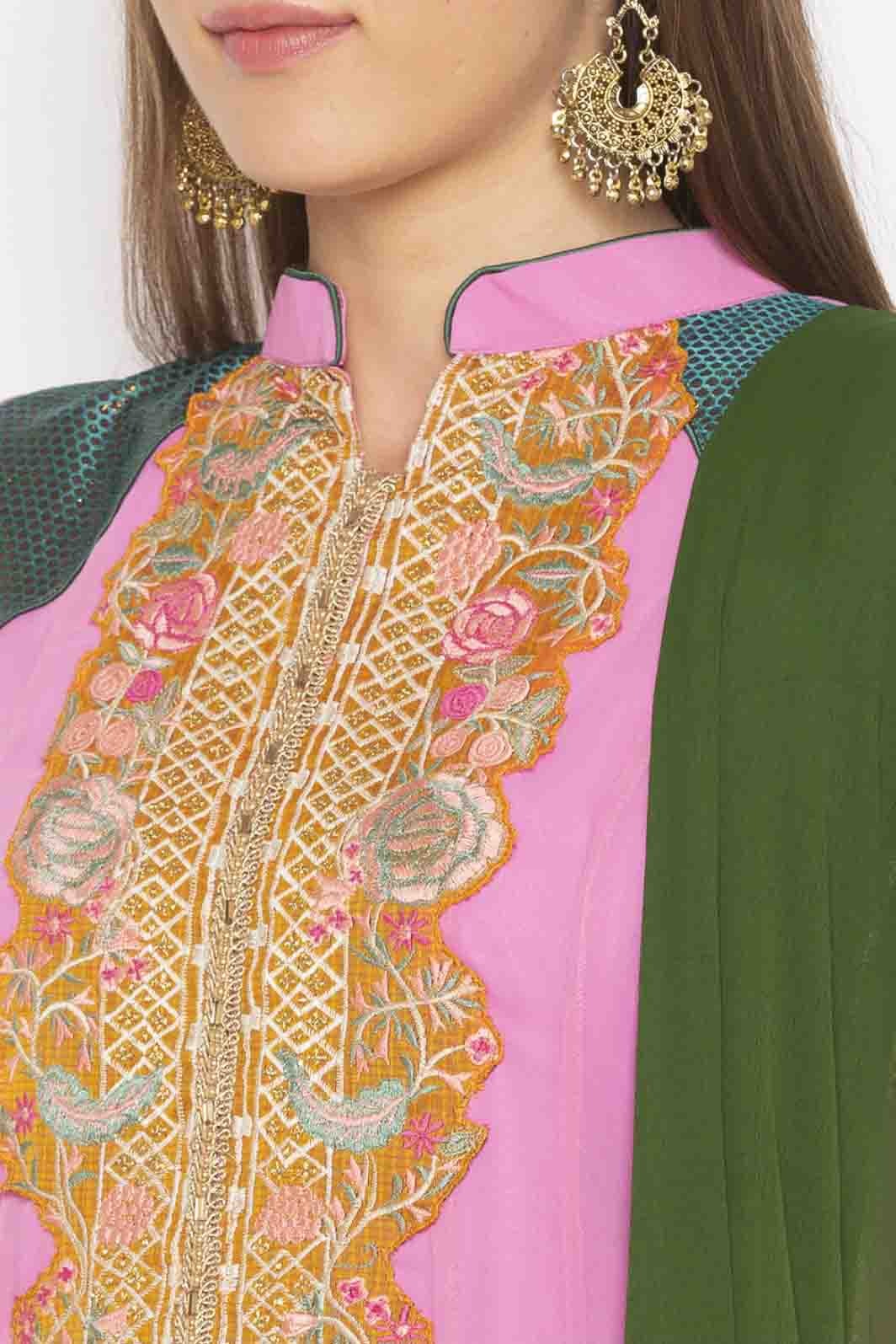 Pink Colour Plus Size Georgette Embroidery Anarkali Suit BW1070332 B