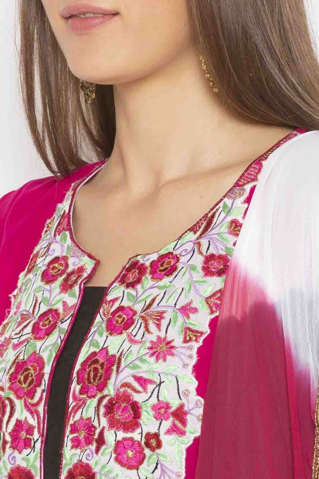 Pink Colour Plus Size Georgette Embroidery Anarkali Suit BW1070346 B