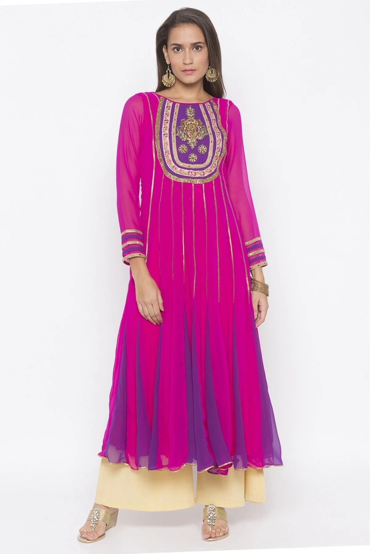 Pink Colour Plus Size Georgette Embroidery Kurta Set KR1070621