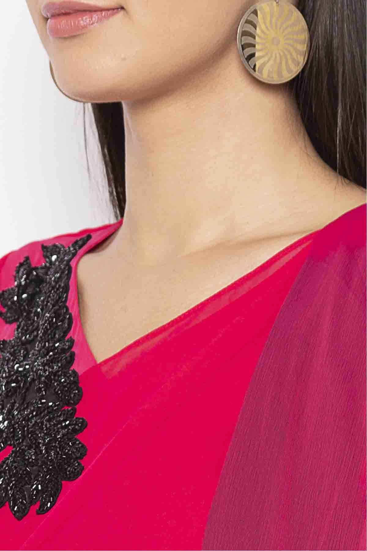 Pink Colour Plus Size Georgette Embroidery Pant Style Suit BW1070302 B