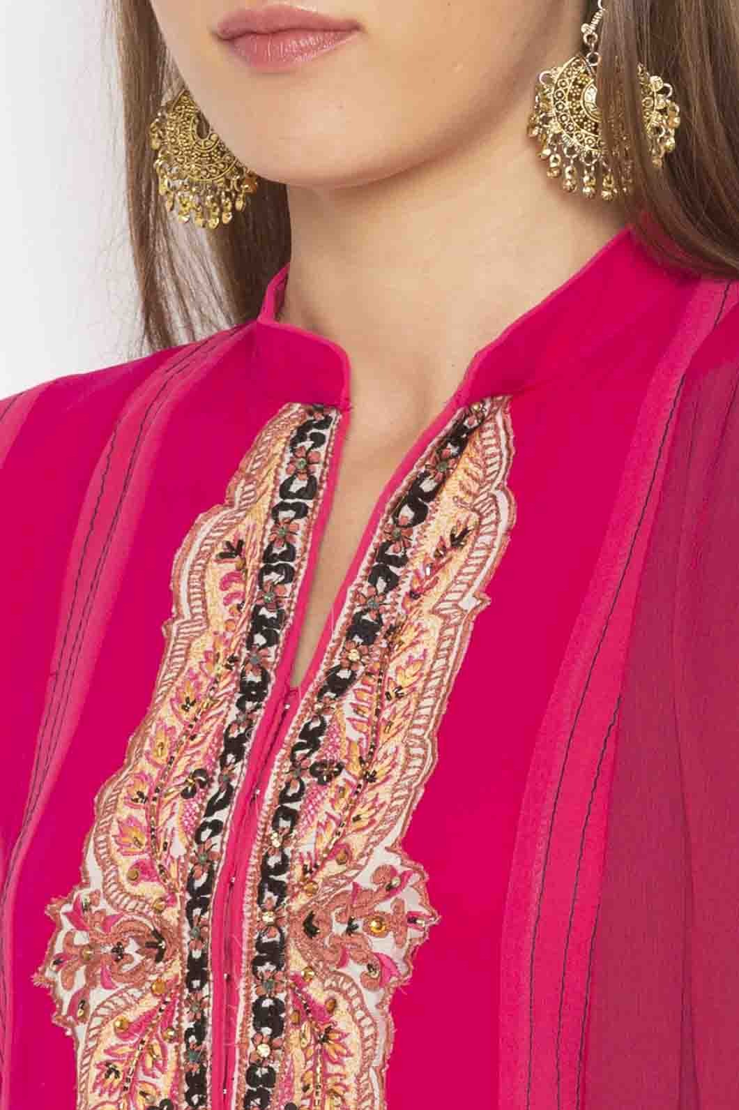 Pink Colour Plus Size Georgette Embroidery Pant Style Suit BW1070342 B