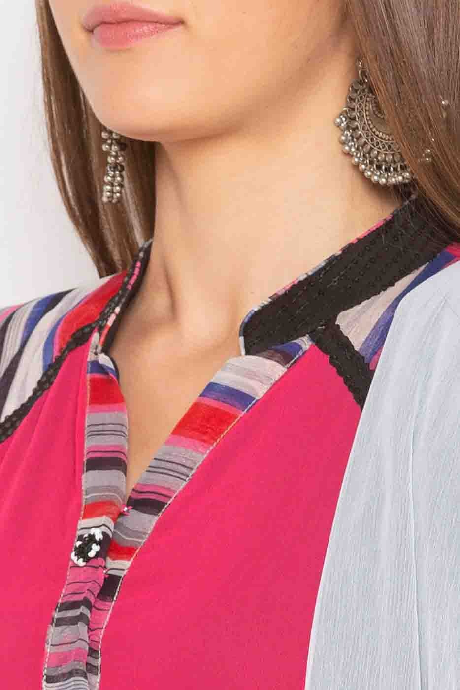 Pink Colour Plus Size Stitched Georgette Embroidery Palazzo Pant Suit BW1070288 B