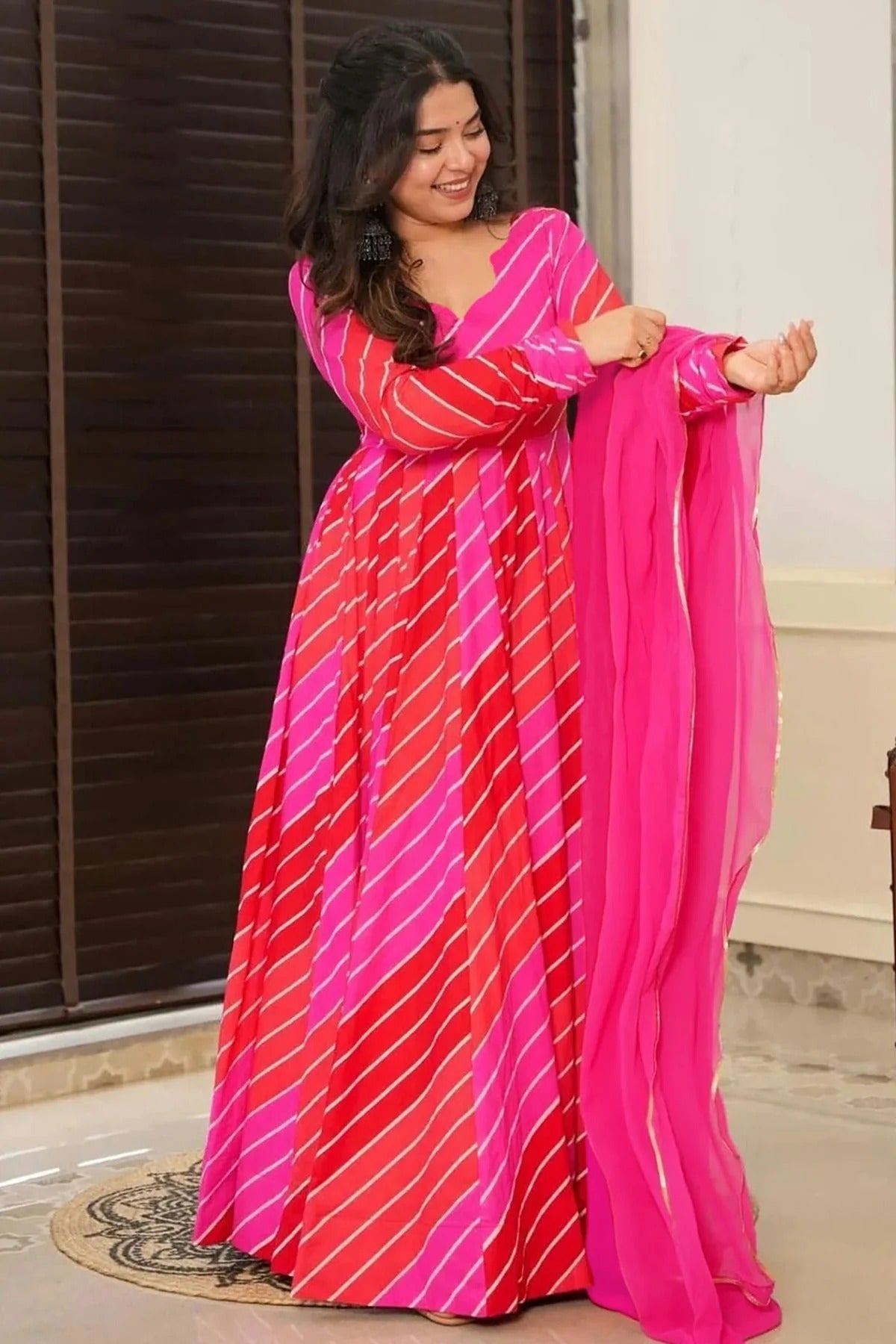 Pink Colour Rayon Stitched Gown GW1112316 B