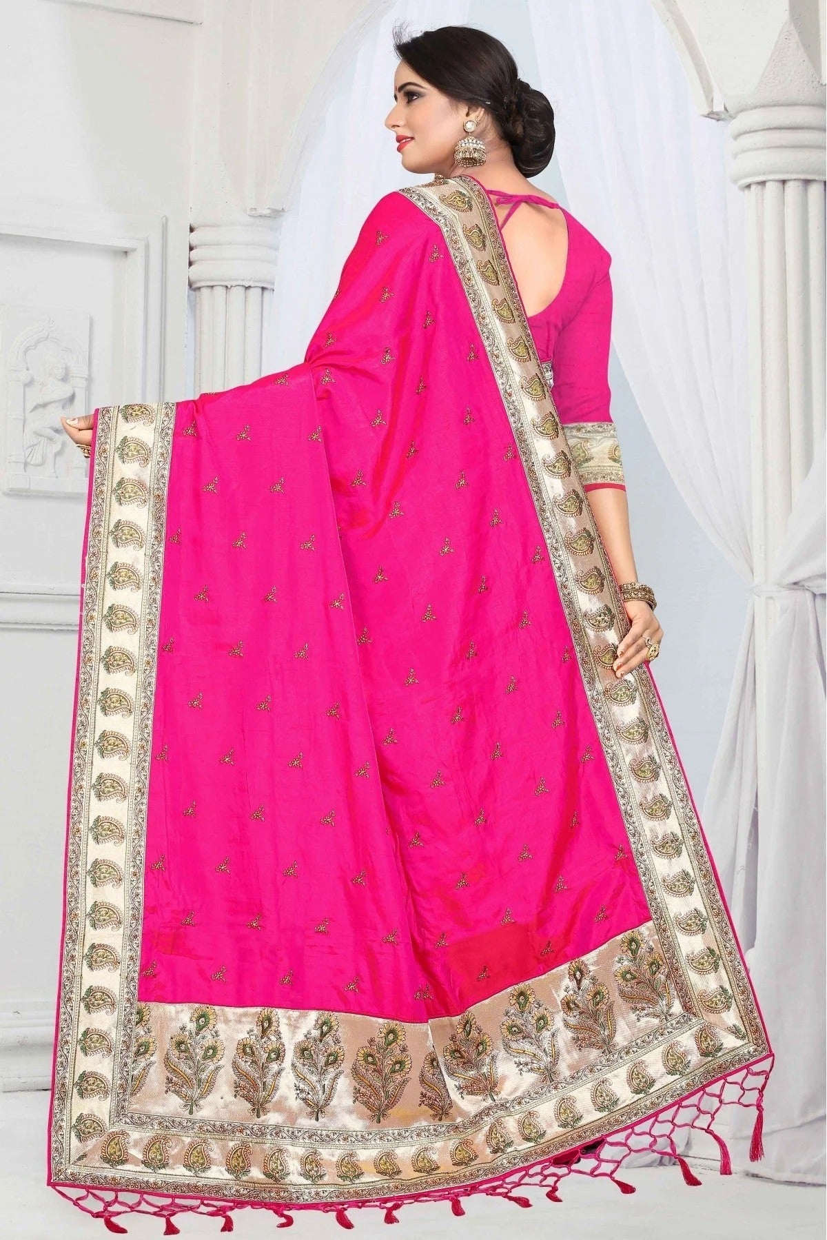 Pink Colour Sana Silk Woven Saree SD1120434 A