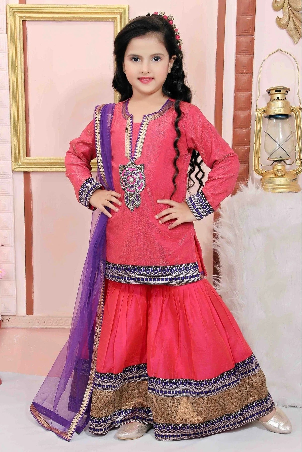 Pink Colour Shimmer Net Party Wear Sharara Suit GW1070015 B