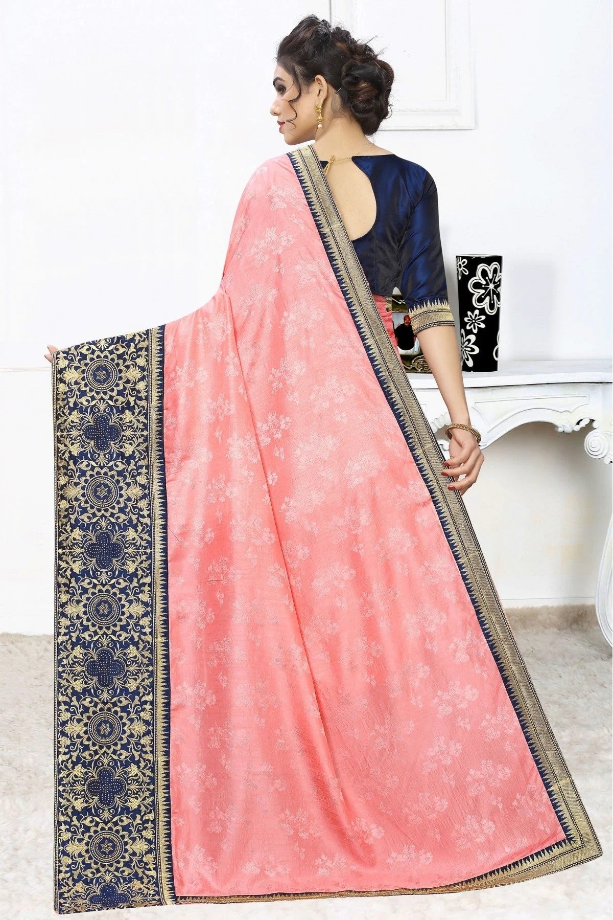 Pink Colour Silk Jacqaurd Embroidery Saree SD1120831 A