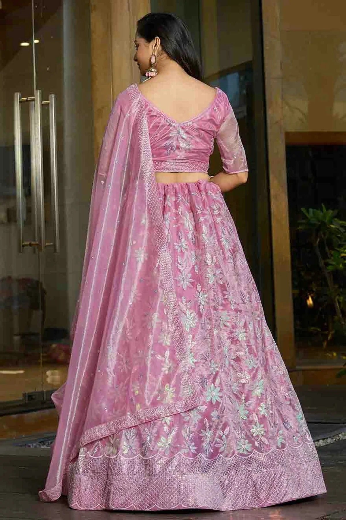 Pink Colour Silk Net Semi Stitched Lehenga Choli LC1170094 B