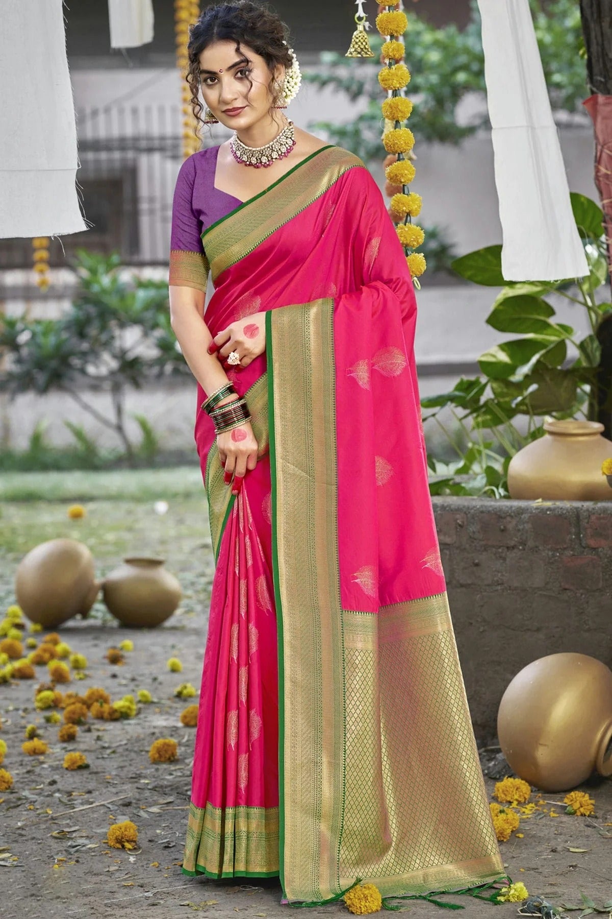 Pink Colour Silk Woven Work Traditional Saree SD1102827