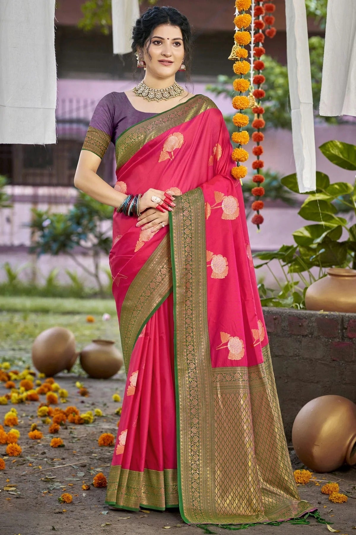 Pink Colour Silk Woven Work Traditional Saree SD1102839