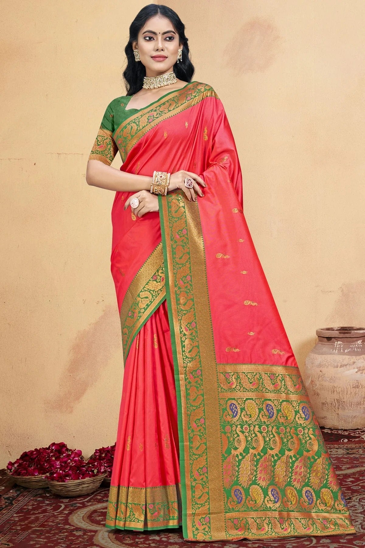 Pink Colour Silk Woven Work Traditional Saree SD1102953