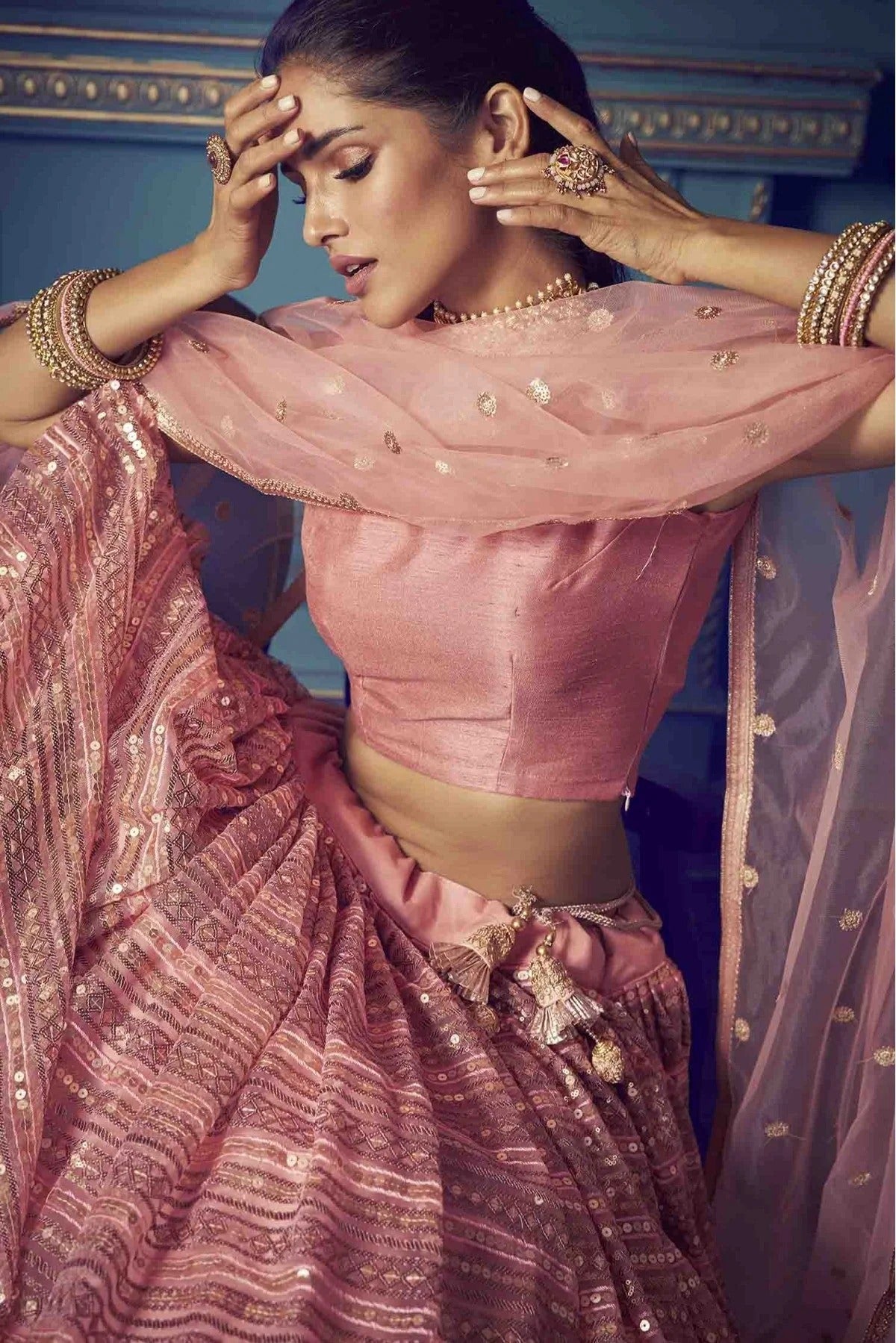 Pink Colour Soft Net Embroidery Lehenga Choli LC1080378 B