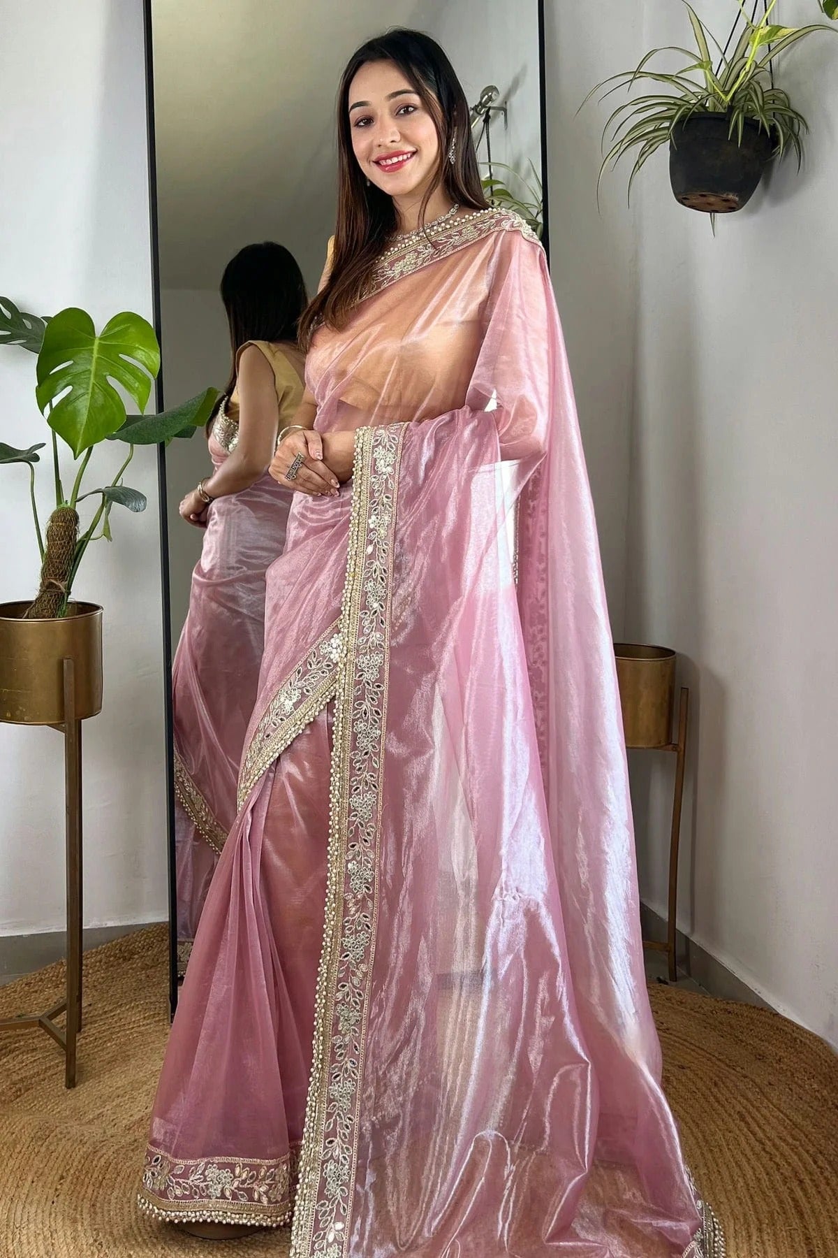 Pink Colour Tissue Silk Designer Saree SD1111783 A