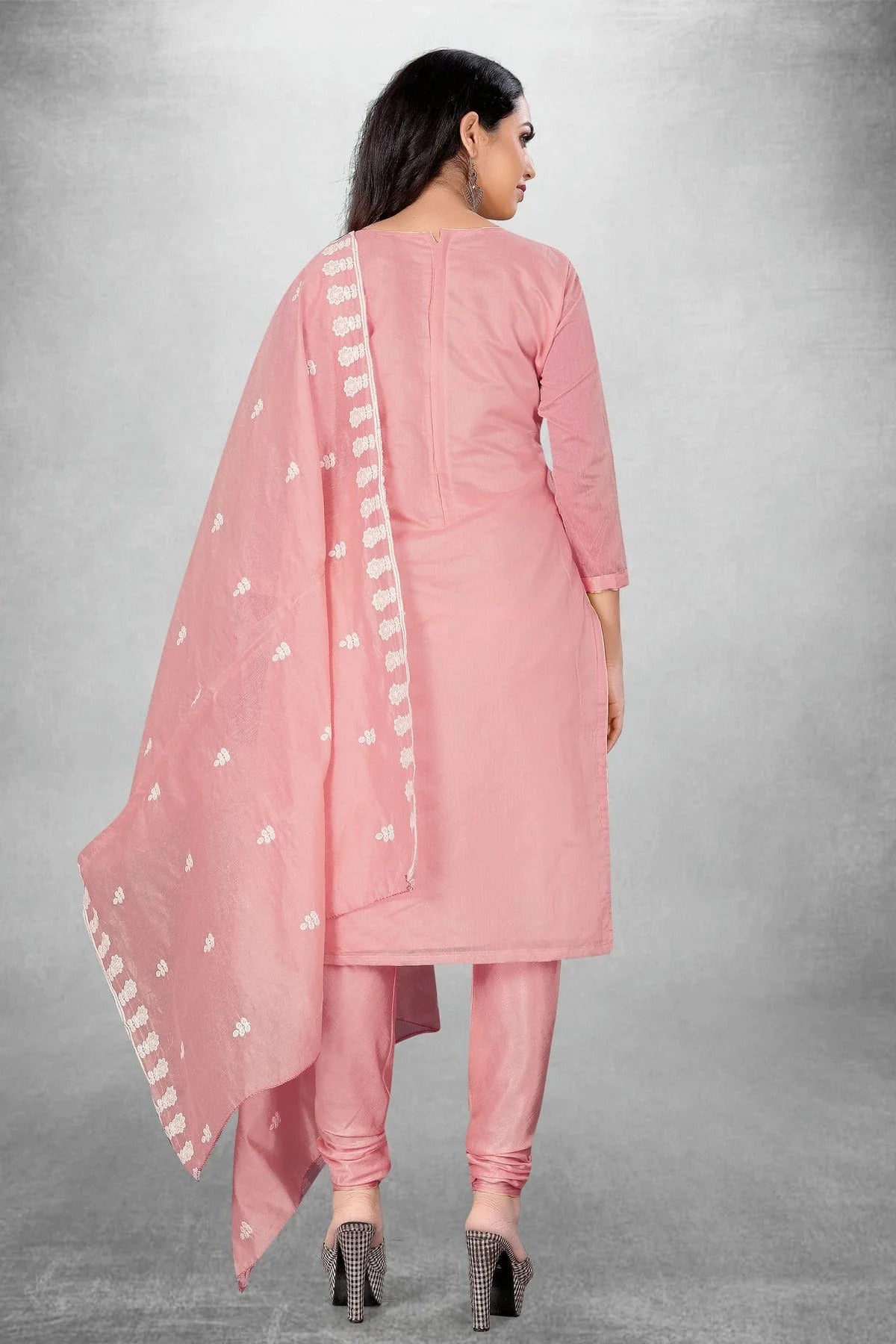 Pink Colour Unstitched Modal Chanderi Churidar Suit US1160828 A