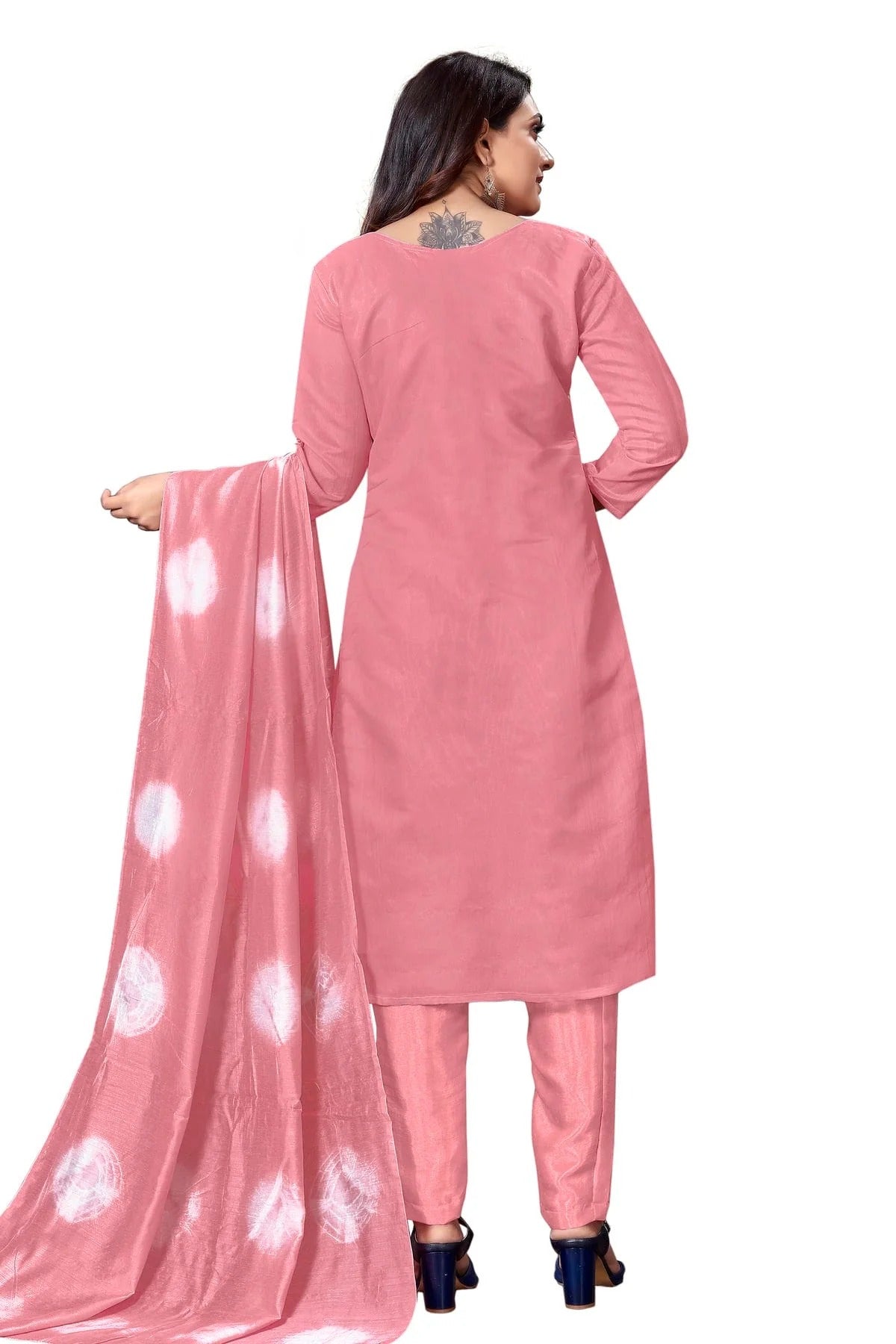 Pink Colour Unstitched Modal Cotton Straight Suit US1160636 A