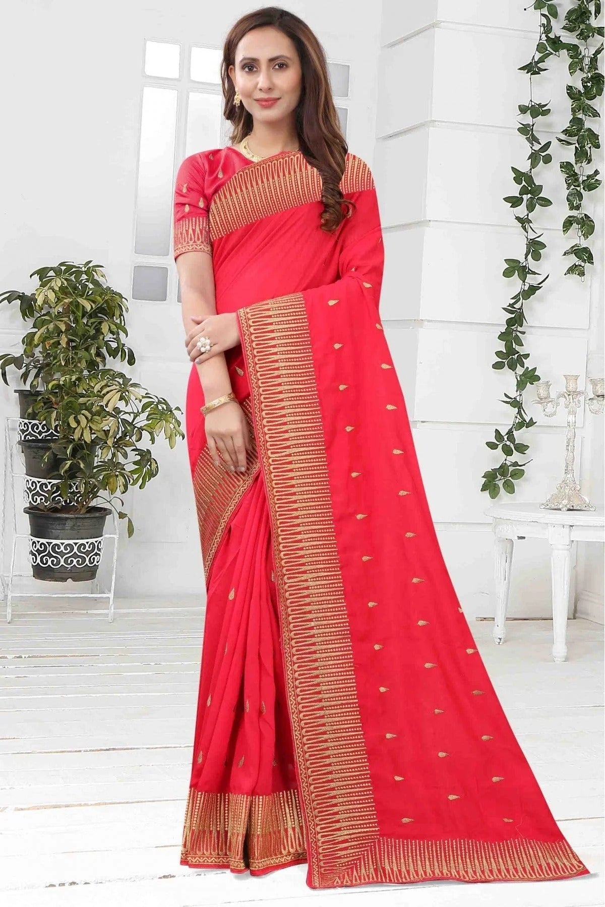 Pink Colour Vichitra Silk Designer Saree SD1120144