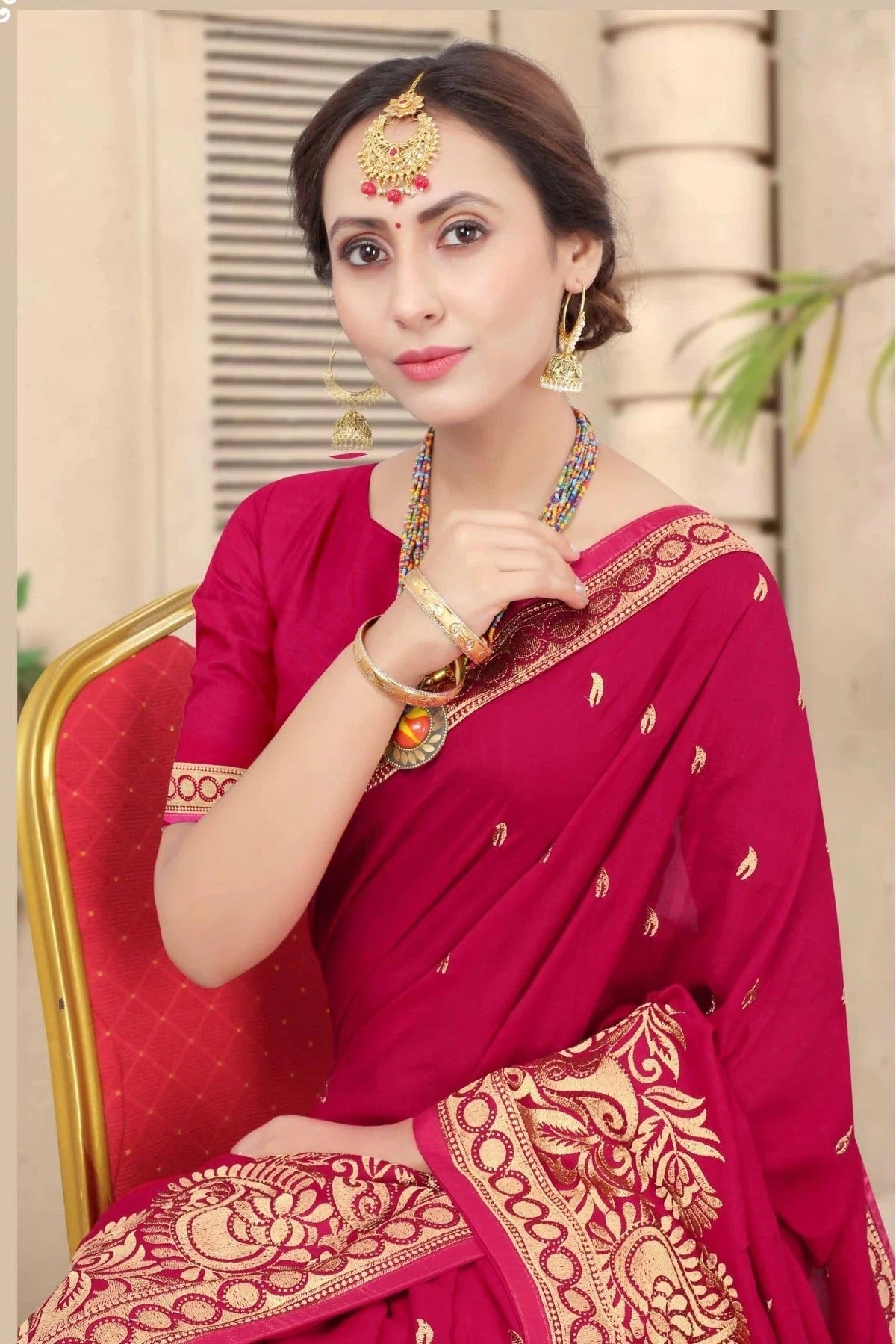Pink Colour Vichitra Silk Designer Saree SD1120678 A