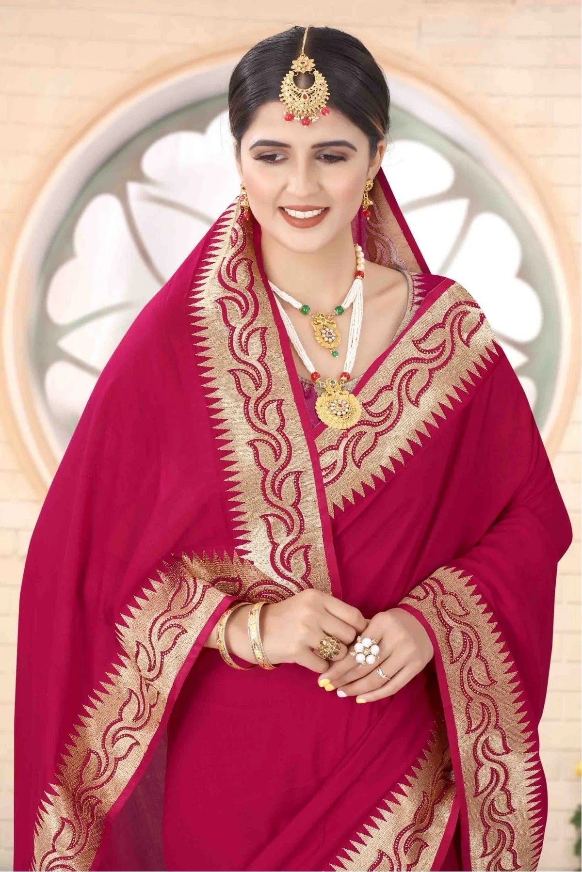 Pink Colour Vichitra Silk Designer Saree SD1120735 A