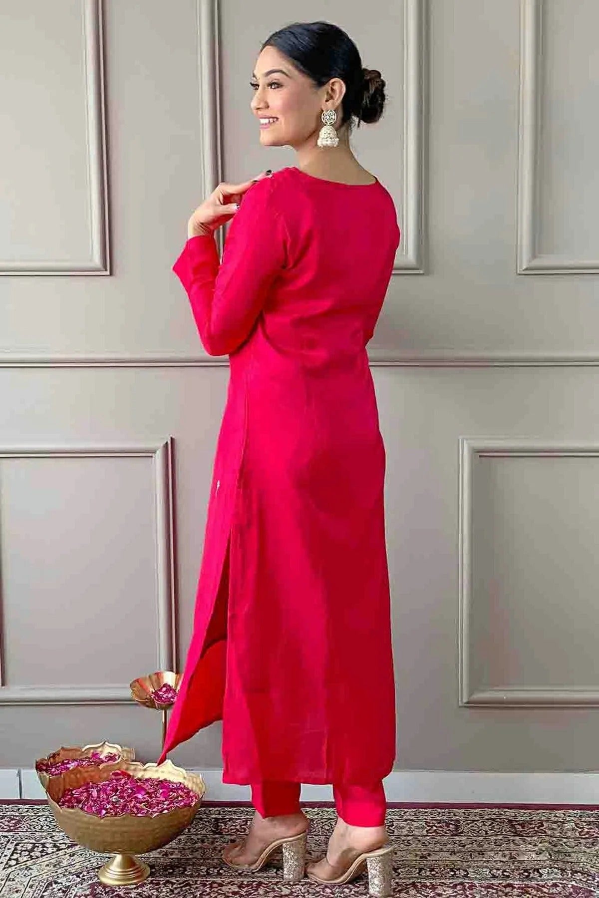 Pink Colour Viscose Stitched Suit SS1112985 A