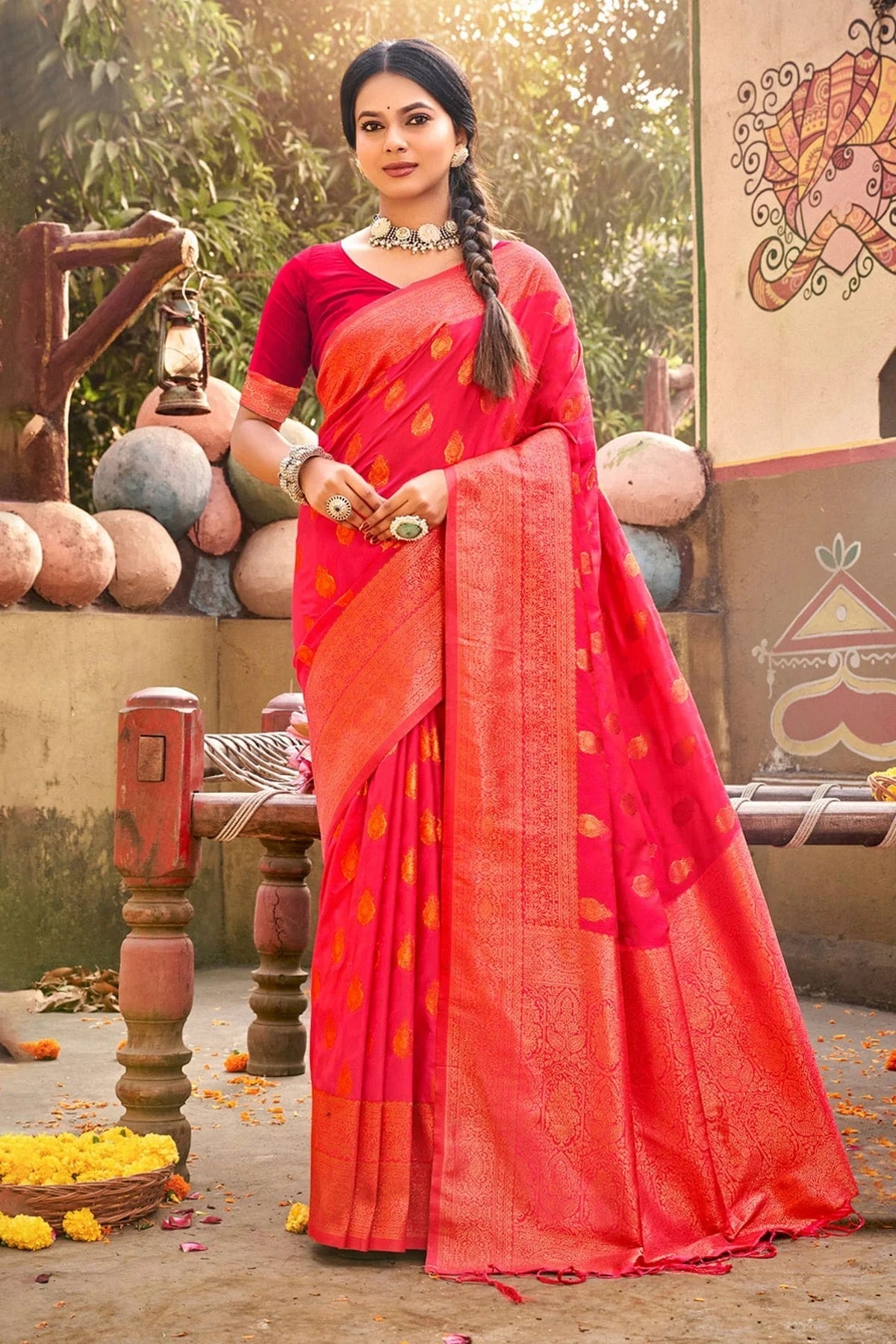 Pink Colour Woven Work Banarasi Silk Saree SD1101729