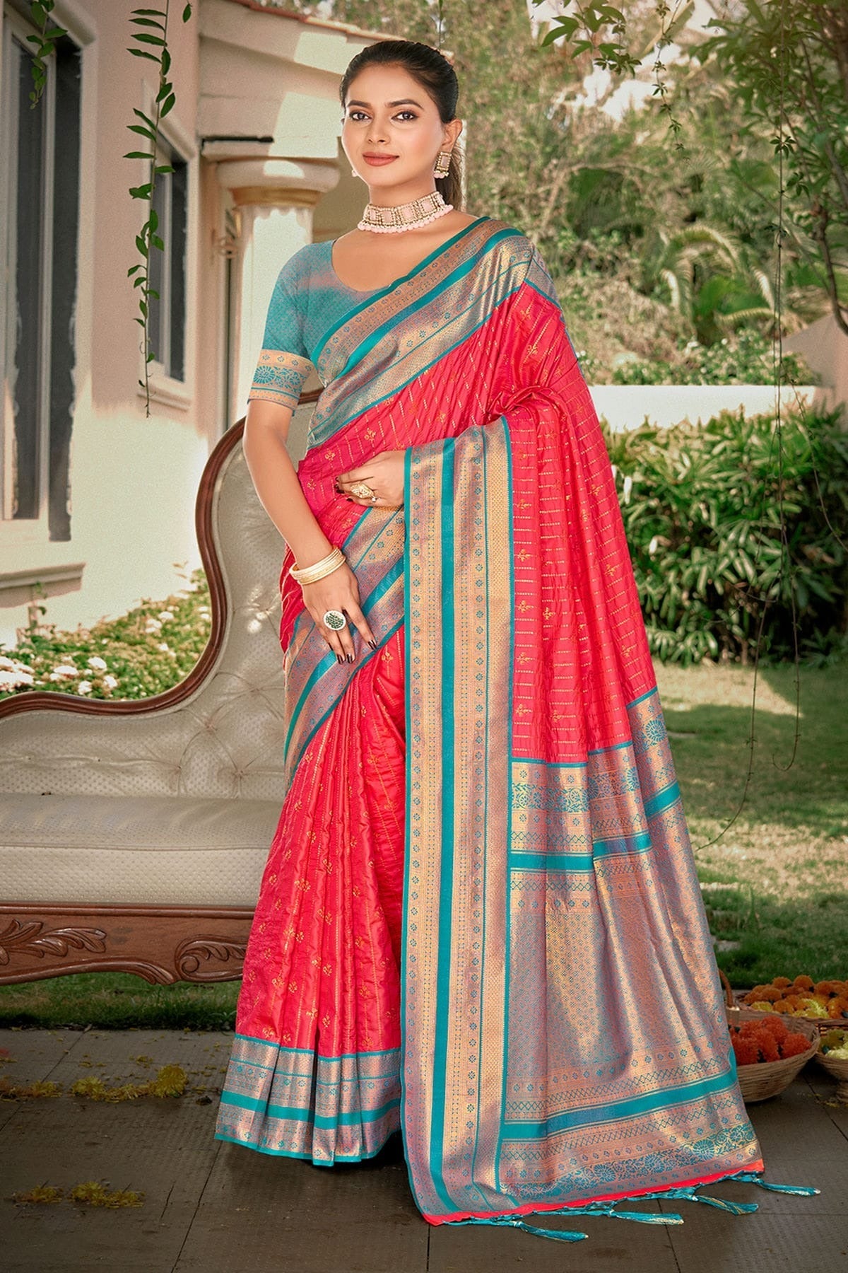 Pink Colour Woven Work Silk Saree SD1102266