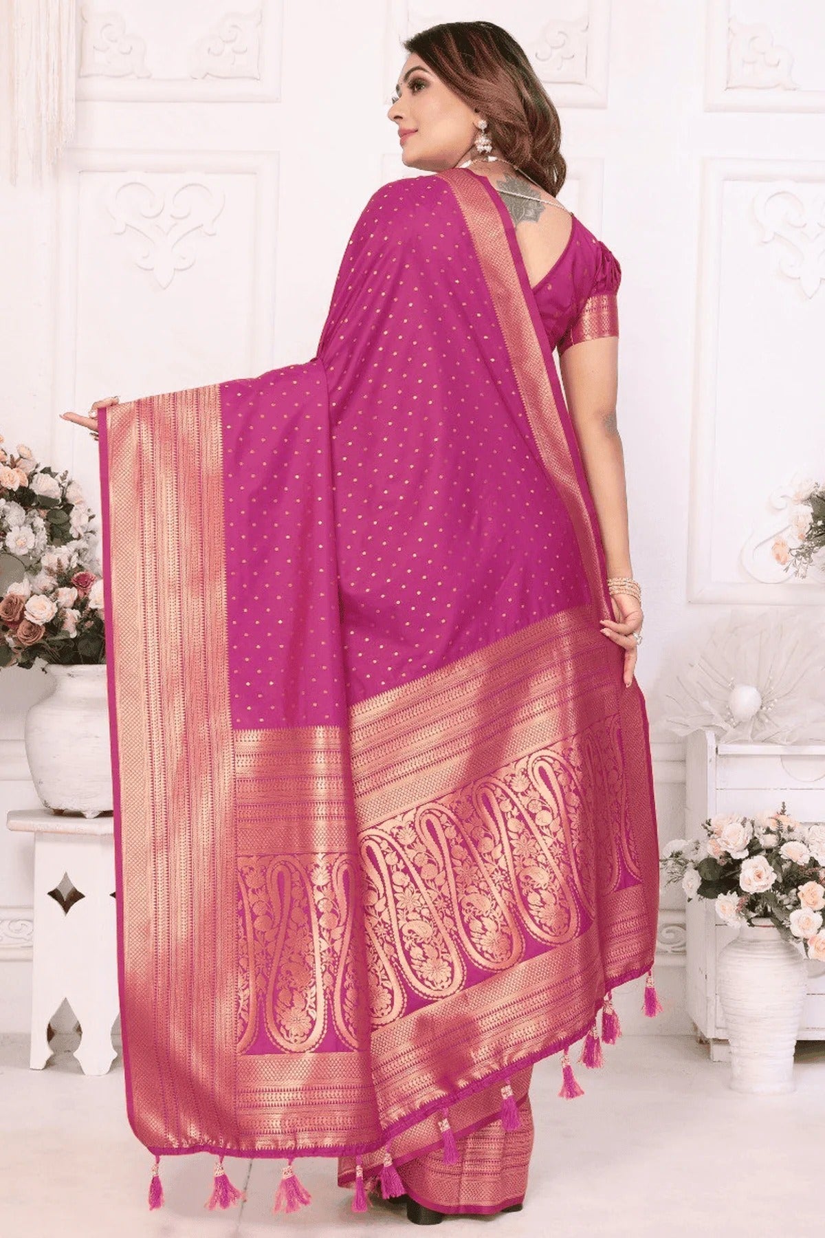 Pink Colour Woven Work Soft Silk Traditional Saree SD1250281 B