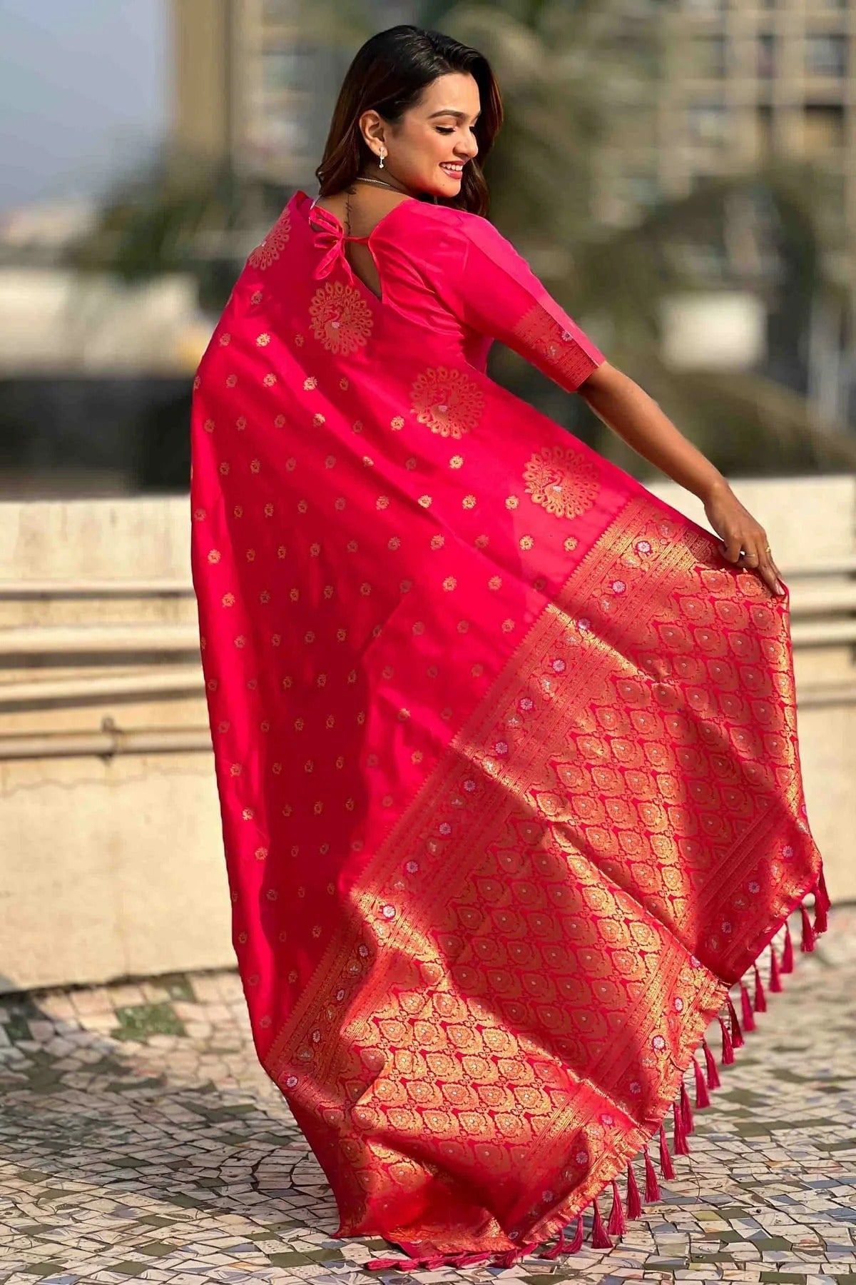 Pink Colour Zari Work Moonga Silk Traditional Sarees SD1113345 A