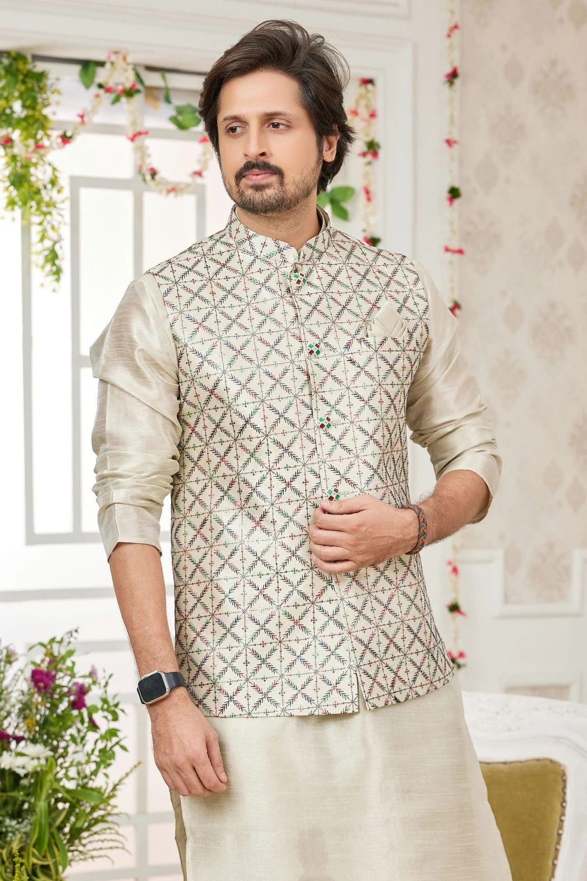 Pista Green Colour Art Silk Kurta Pajama With Jacket KP1230275 B