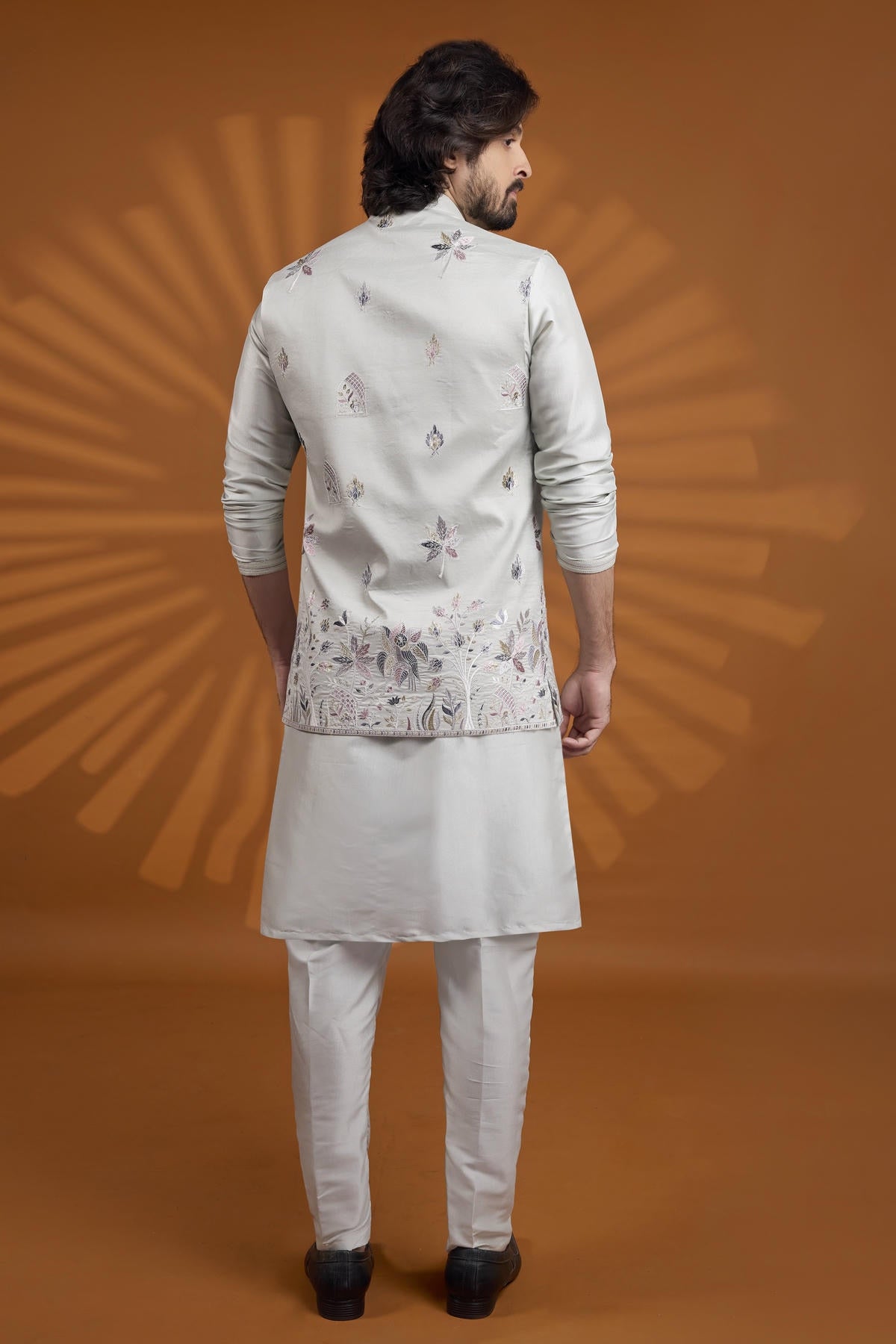 Pista Green Colour Art Silk Pintux Work Kurta Pajama With Jacket