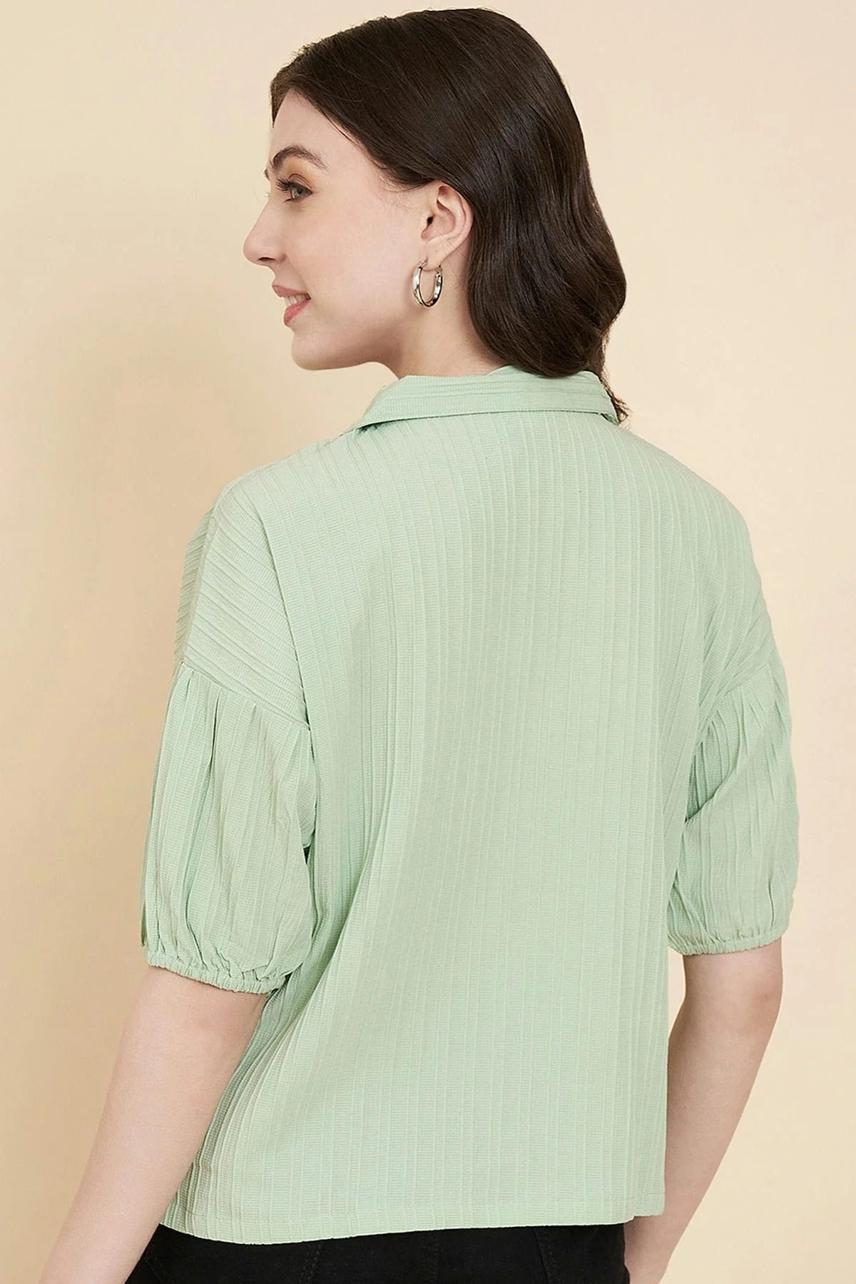 Pista Green Colour Boxy Readymade Top TP1110822 A