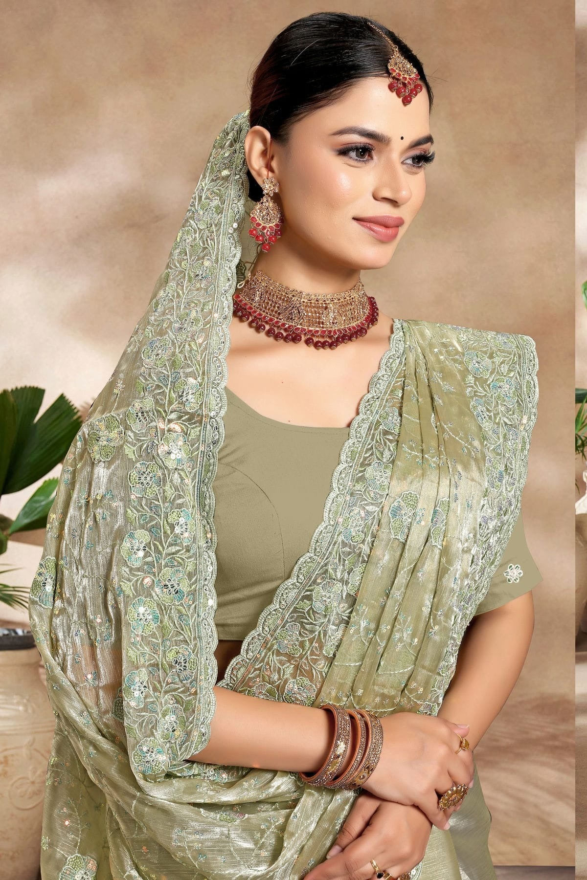 Pista Green Colour Burberry Silk Designer Saree SD1091178 A