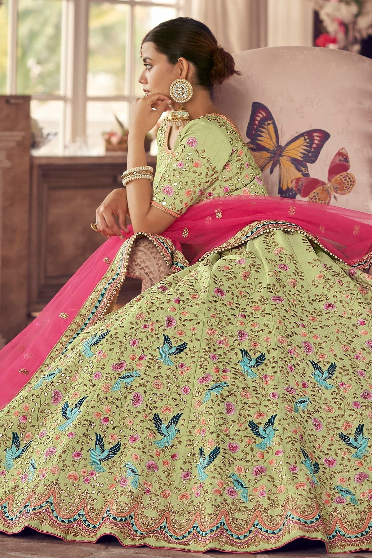 Pista Green Colour Embroidery Art Silk Lehenga Choli LD1080792 A