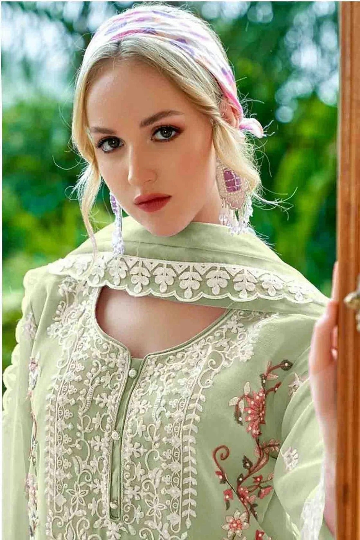 Pista Green Colour Faux Georgette Pakistani Suit SM1140860 A