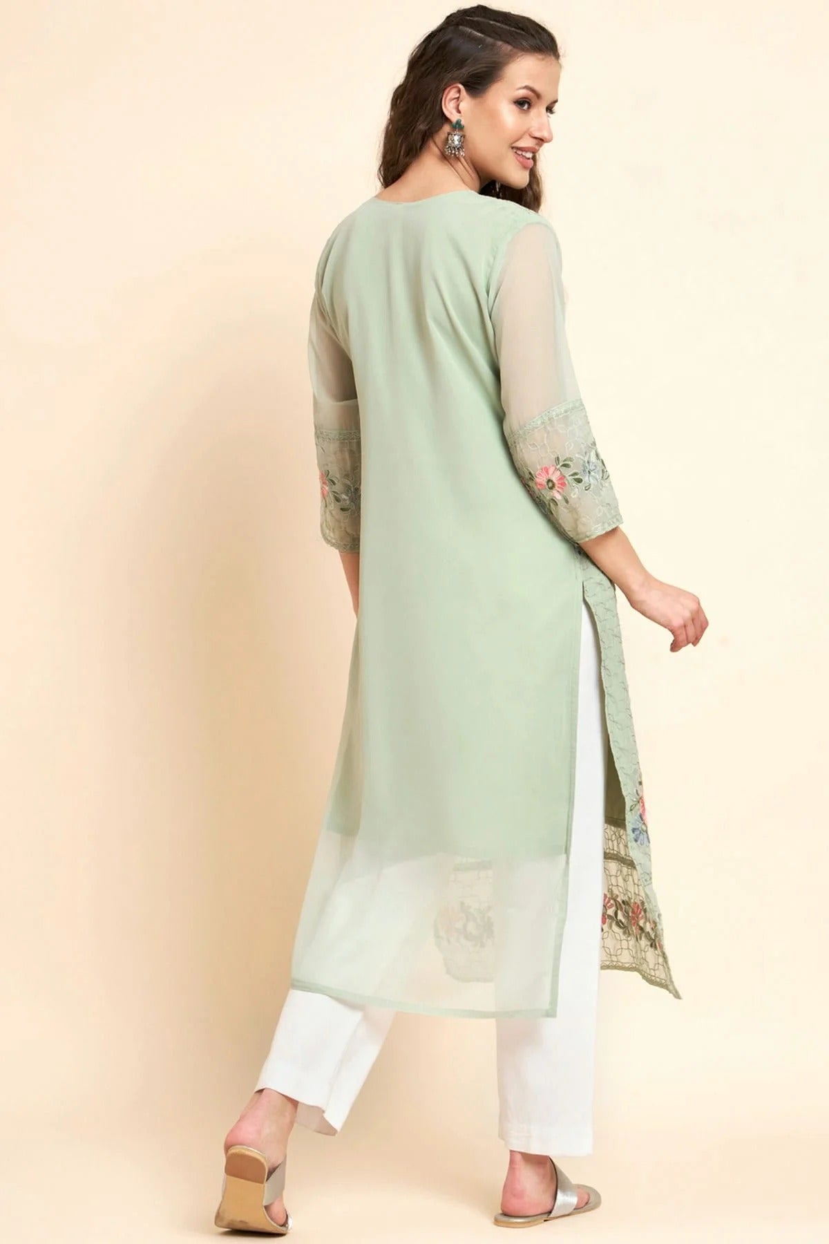 Pista Green Colour Georgette Kurti KR1111061 A