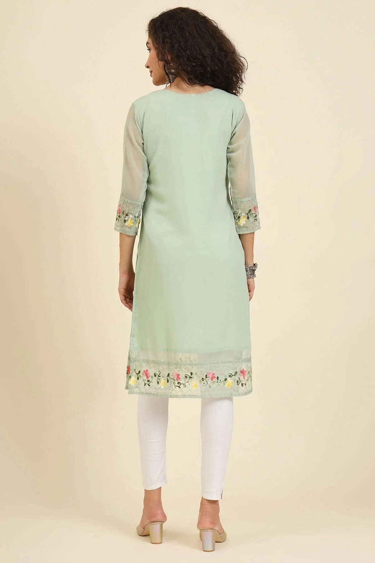 Pista Green Colour Georgette Kurti KR1111235 A