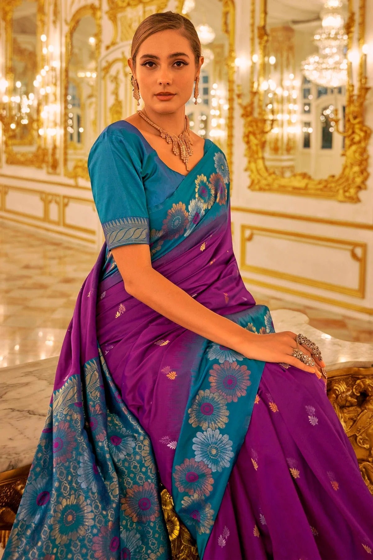 Purple Colour Banarasi Silk Saree SD1110342 A