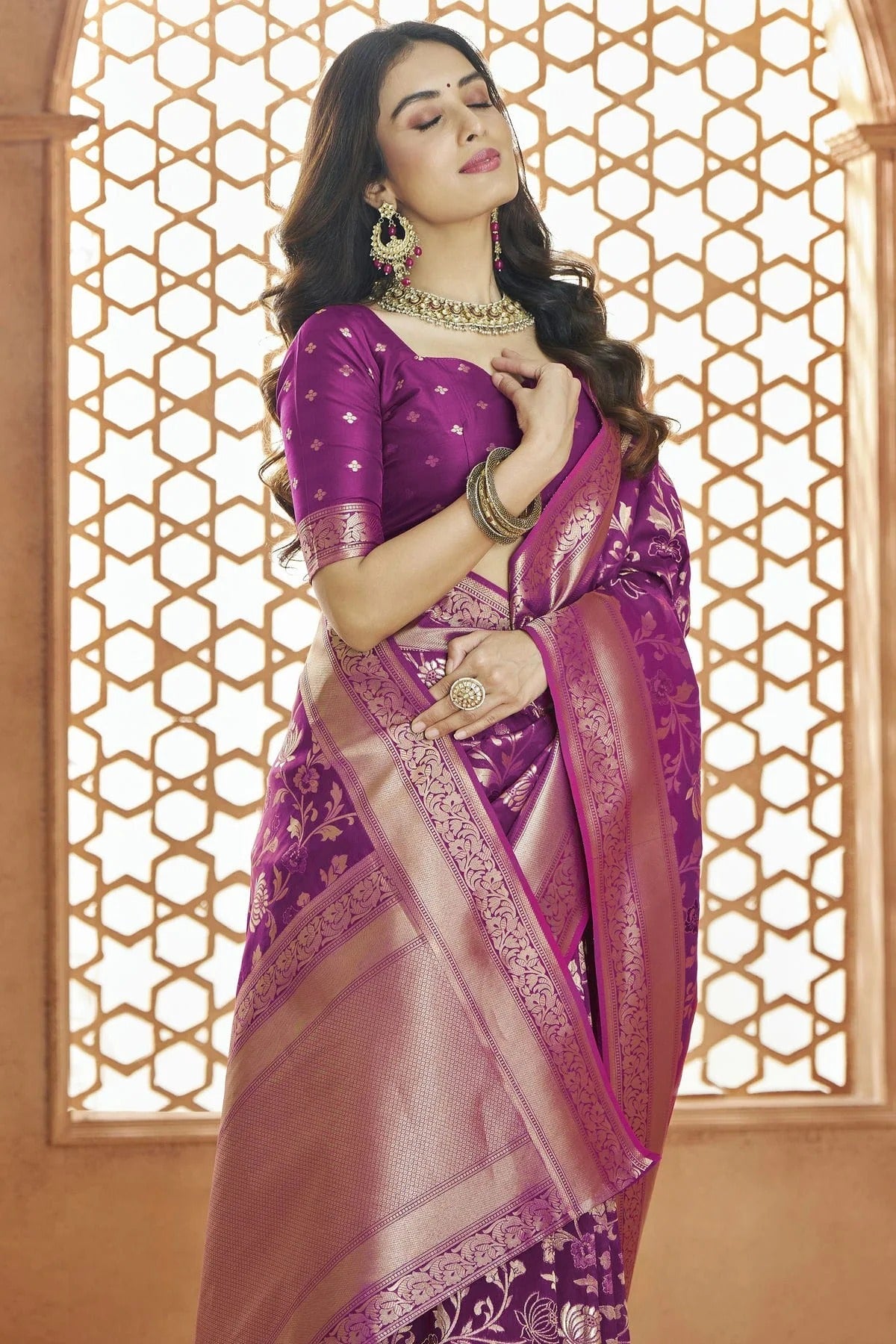 Purple Colour Banarasi Silk Traditional Saree SD1110896 A