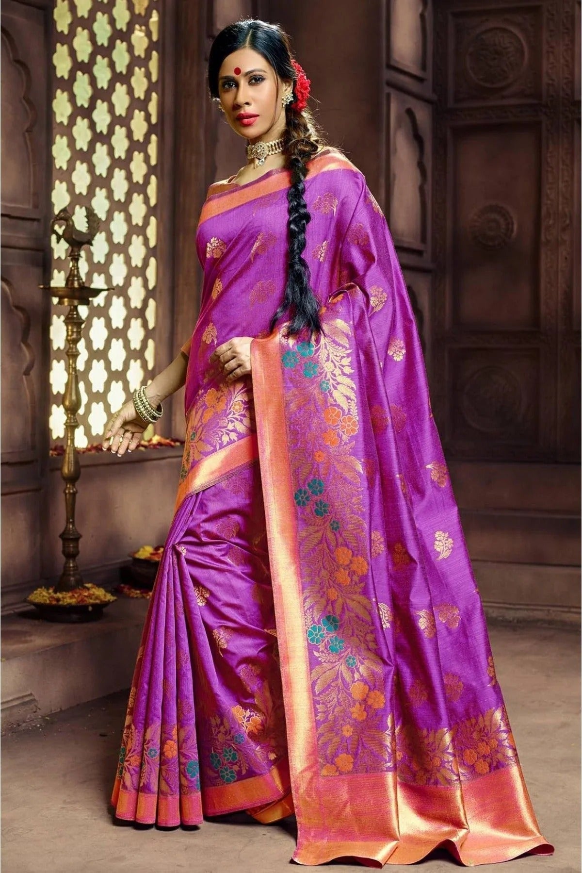 Purple Colour Banarasi Silk Woven Saree SD1100167