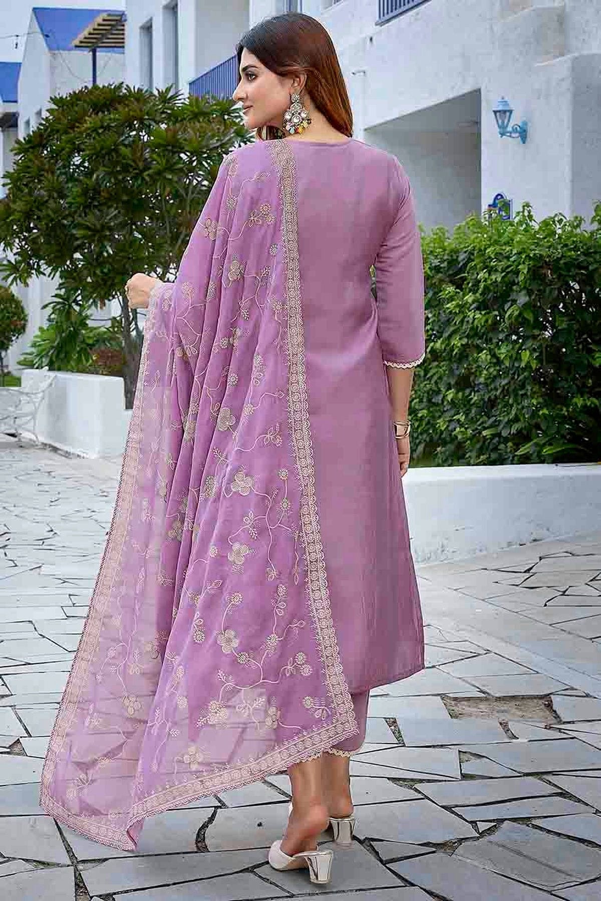 Purple Colour Chanderi Stitched Suit SS1113332 A