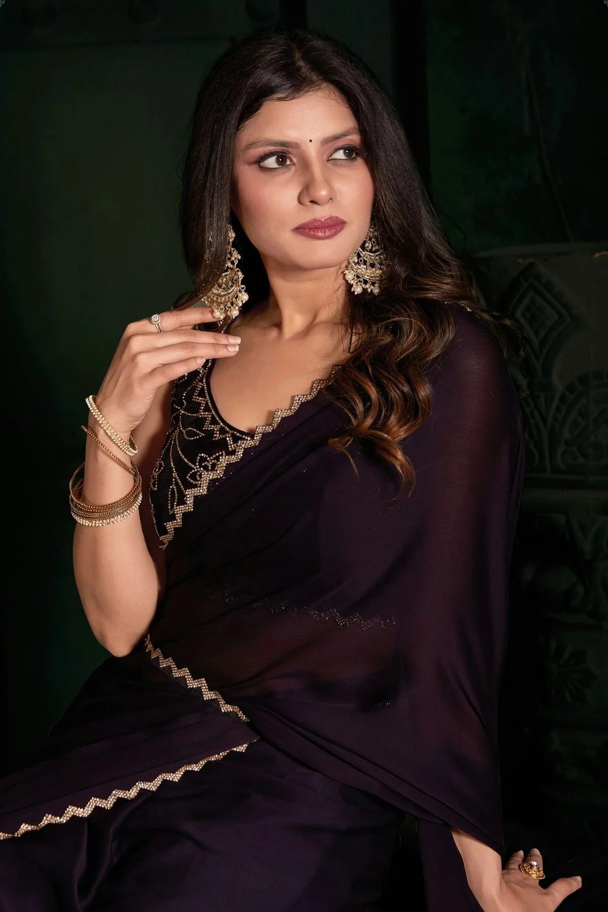 Purple Colour Chiffon Silk Designer Saree LC1121794 A
