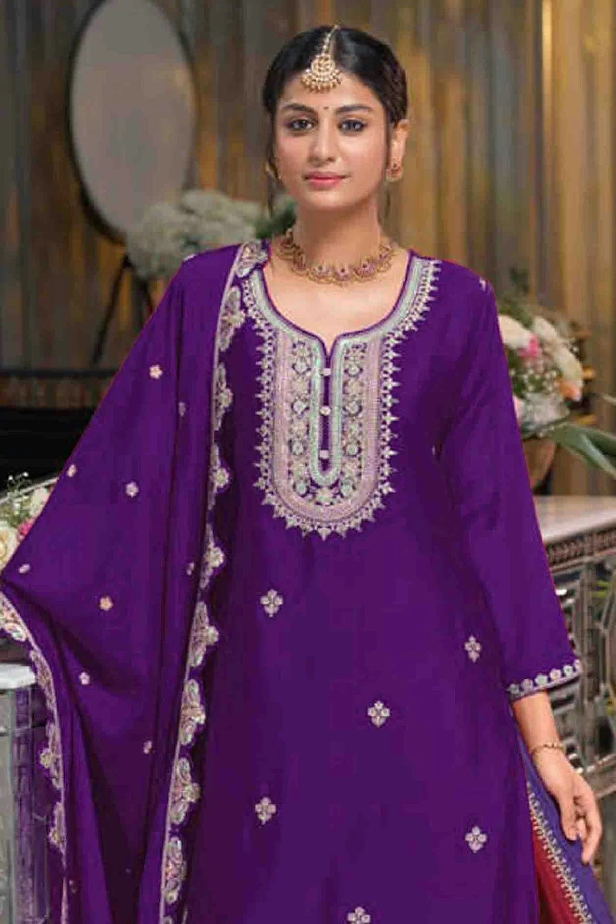 Purple Colour Chinon Stitched Lehenga Suit SS1140934 A