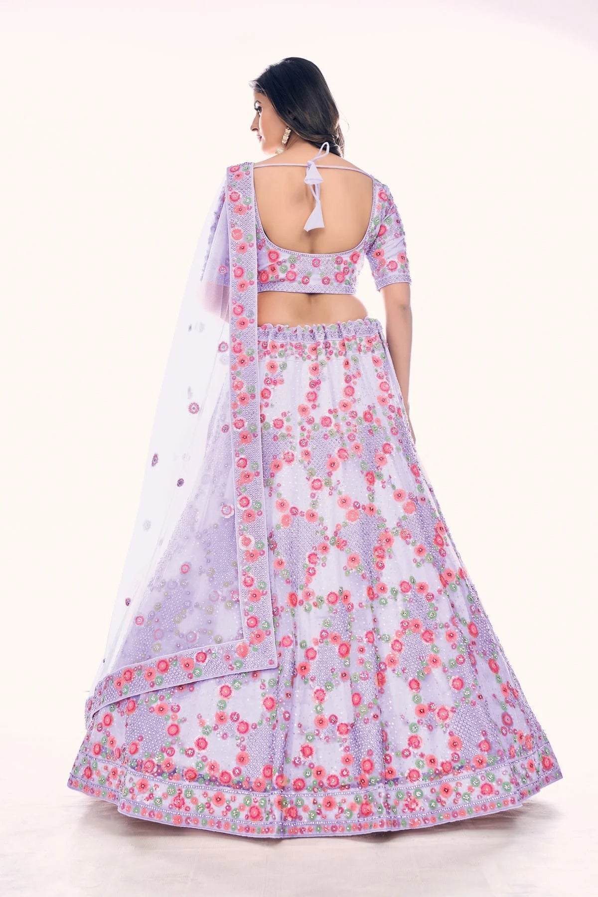Purple Colour Embroidery Soft Net Lehenga Choli LD1080763 A
