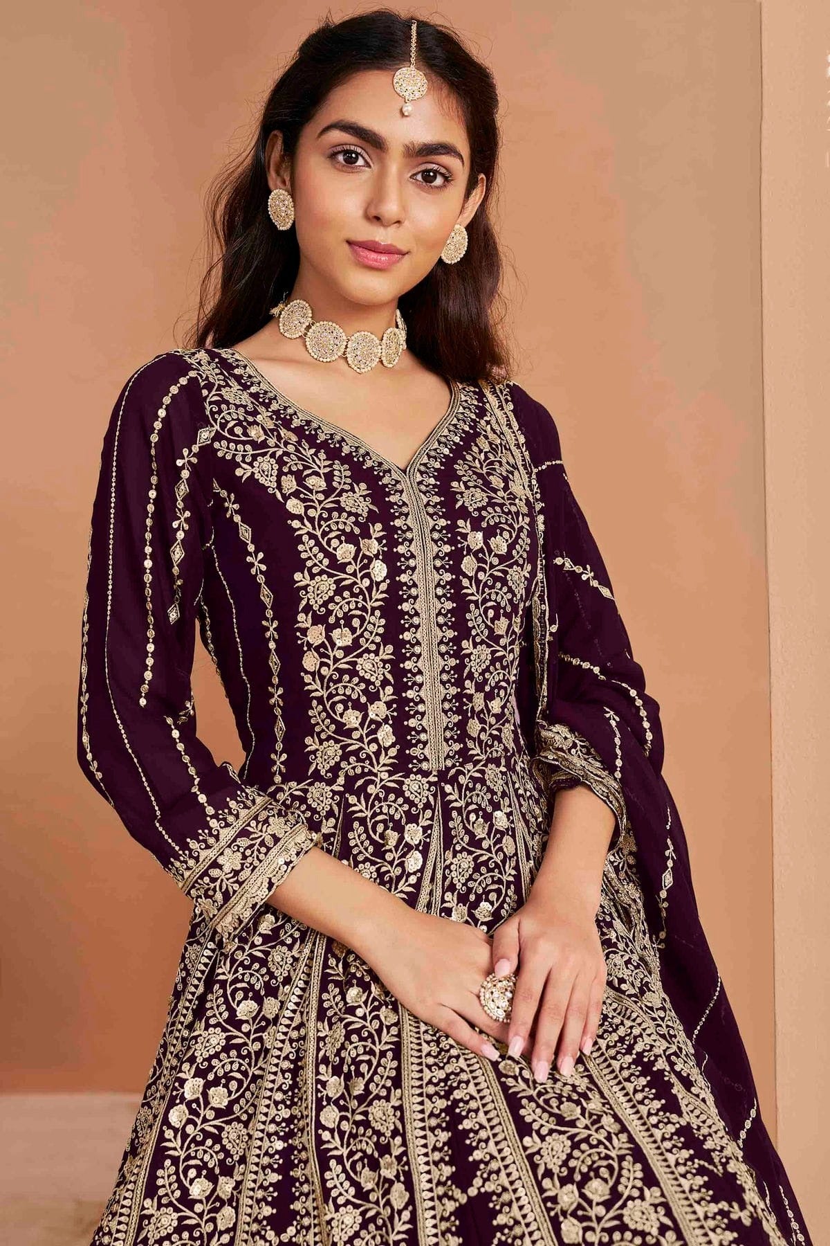 Purple Colour Faux Georgette Anarkali Suit SM1050736 B