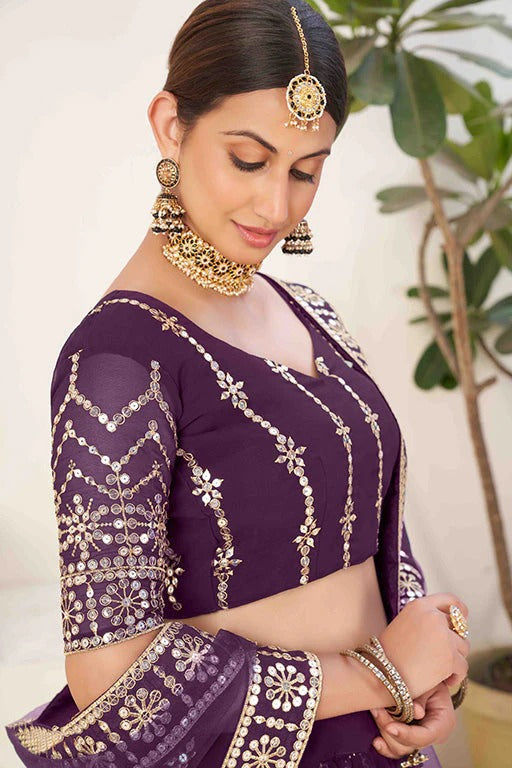 Purple Colour Georgette Designer Lehenga Choli LC1240023 C