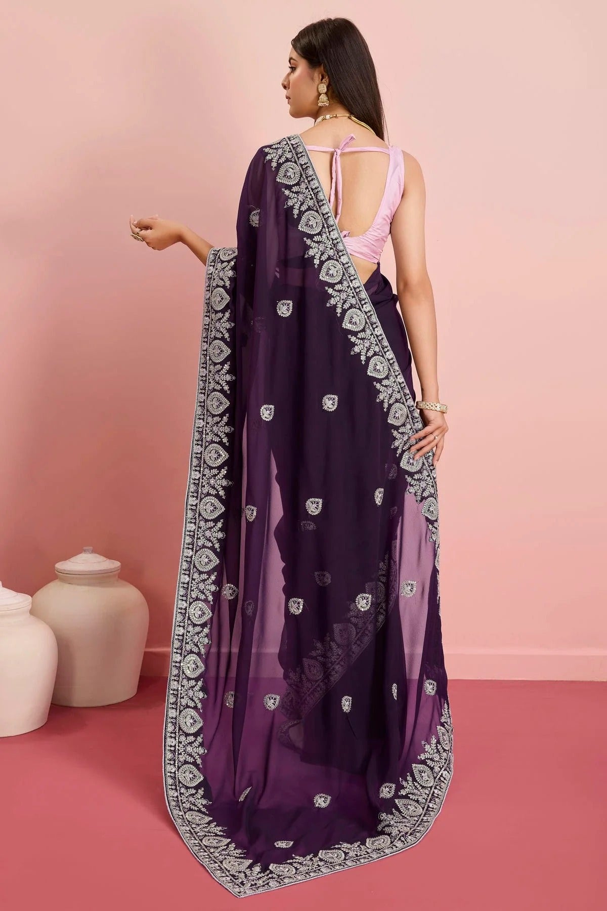 Purple Colour Georgette Saree SD1110467 A