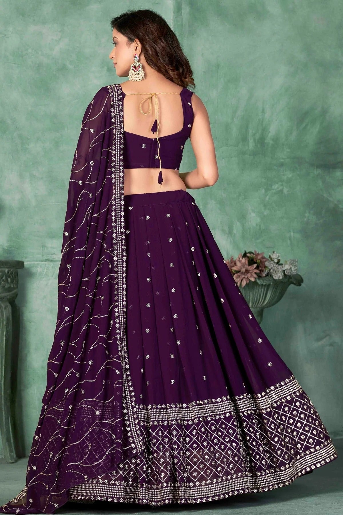Purple Colour Georgette Semi Stitched Lehenga Choli LC1170045 B