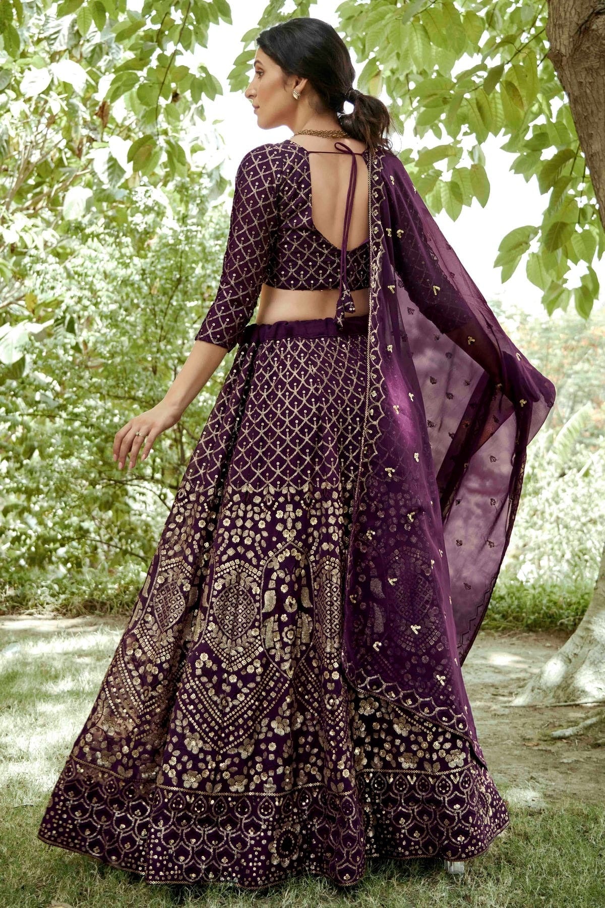 Purple Colour Georgette Semi Stitched Lehenga Choli LC1170081 B