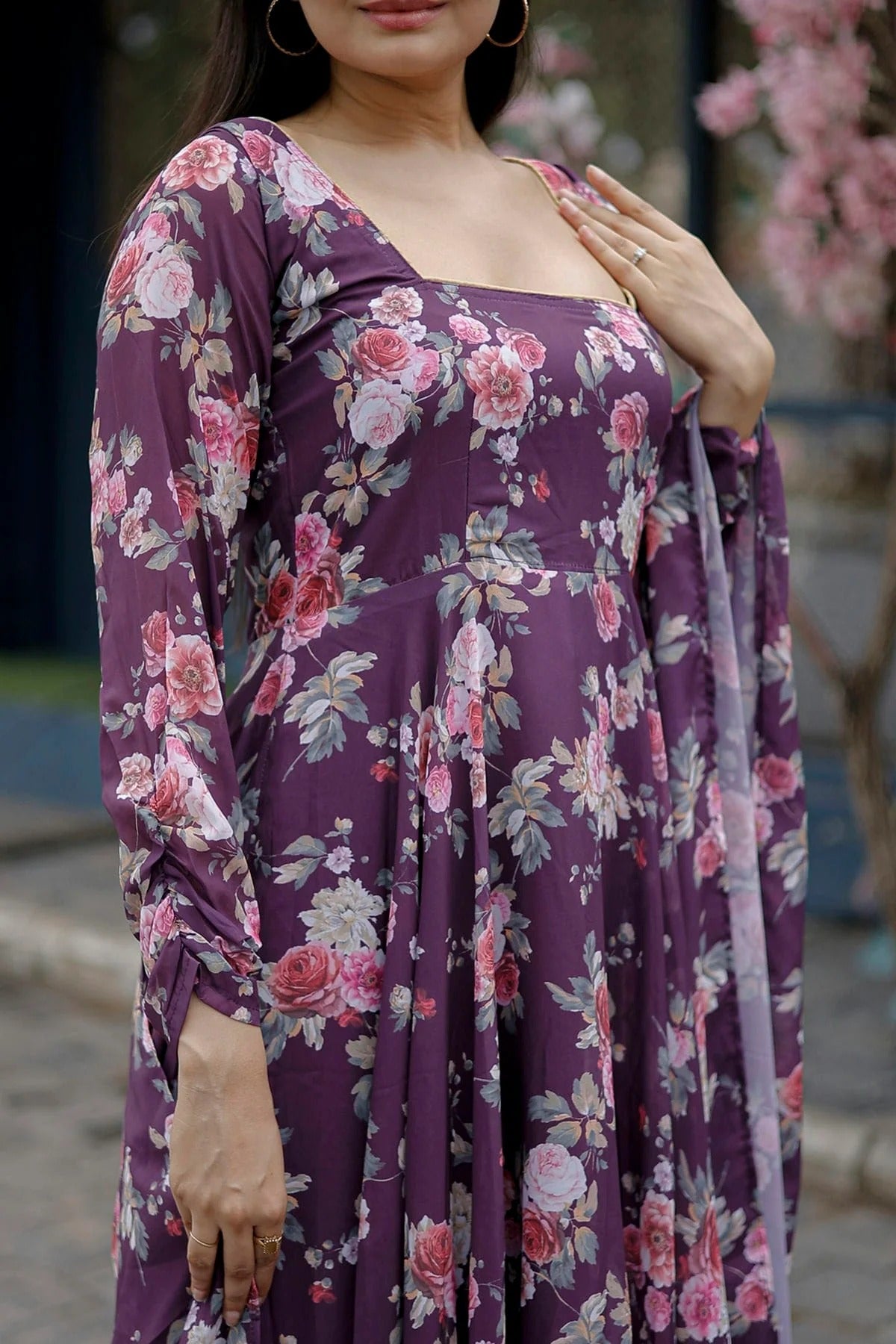 Purple Colour Georgette Stitched Gown GW1112327 B